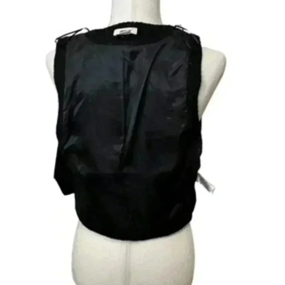 NEW Jason Wu V-neck 3 Button Black Tweed Metallic Vest Women’s Sz Medium‎ NWT
